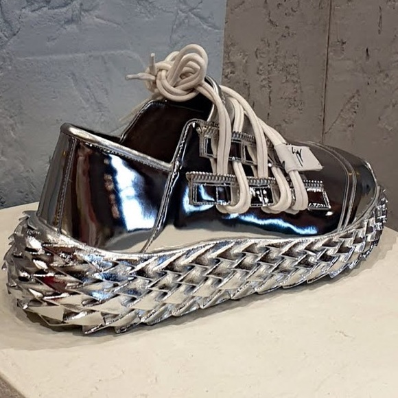 giuseppe zanotti BNIB metallic silver lowtops - Picture 7 of 16